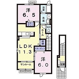 インフィニティーＡ 2階2LDKの間取り