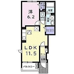 カーサチェーロ1 1LDKの間取図画像