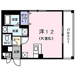 チェリーメゾン2番館 ワンルームの間取図画像