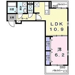 ミュリール 1LDKの間取図画像