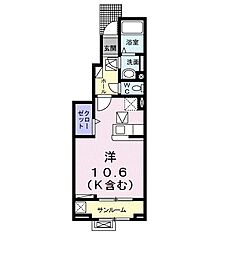 アザレアEast ワンルームの間取図画像