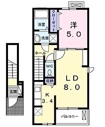 レジデンスウッズ 1LDKの間取図画像