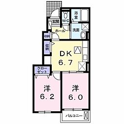 リアン長生B 2DKの間取図画像