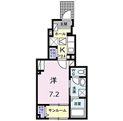 マハロ八丁道 1Kの間取図画像
