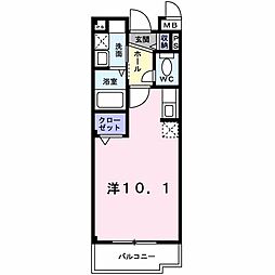 エアリーイースト ワンルームの間取図画像