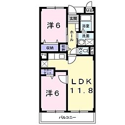 アルビトロＪ 3階2LDKの間取り