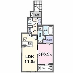 ポミエ　グラン 1階1LDKの間取り