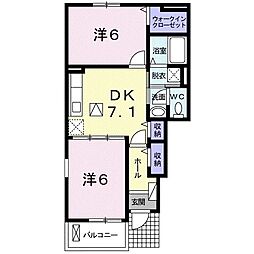 セントラル　アバンツァート　Ａ 1階2DKの間取り