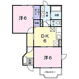 ニュー・キャロット 2DKの間取図画像