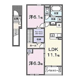 モントランブラン 2LDKの間取図画像