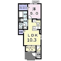 エスポワール家久A 1LDKの間取図画像