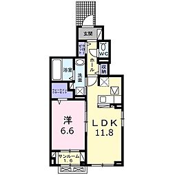 ナリワリ ハッタ 1LDKの間取図画像