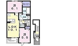 メゾンドカルム1 2LDKの間取図画像