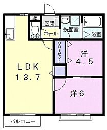 エリール藤 2LDKの間取図画像