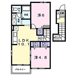 ヒルコートさざ 2LDKの間取図画像