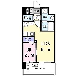 スカイパレス空港東 1DKの間取図画像