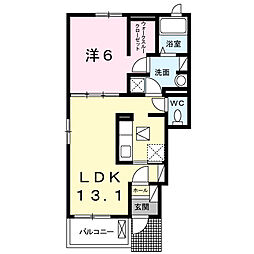 バミー・ウィステリア 1LDKの間取図画像