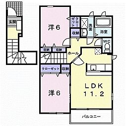 コートデイジーA 2LDKの間取図画像