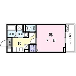 エバーグリーン 1Kの間取図画像