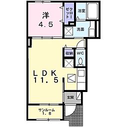 アウラ茂原 梅 1LDKの間取図画像