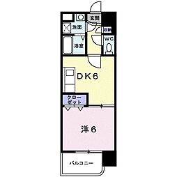 パームヒルズ 1DKの間取図画像