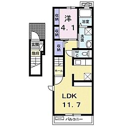 ロワールトワ 1LDKの間取図画像