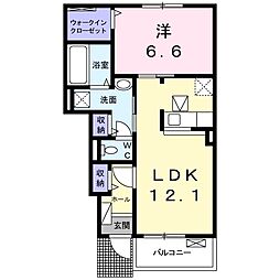 スクエア天カ須賀 1階1LDKの間取り