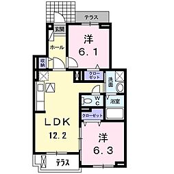 サンリットツインB 2LDKの間取図画像