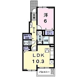 アーバン　ウィング 1階1LDKの間取り