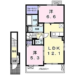 ラ・メールA 2LDKの間取図画像