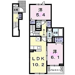 キングダム2 2LDKの間取図画像
