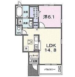 キャンディハート 1LDKの間取図画像