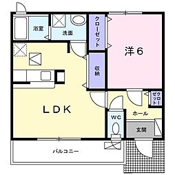 ベル小田原 1LDKの間取図画像