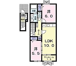 メゾン　コリーヌ 2階2LDKの間取り