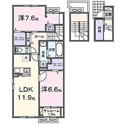 琴福 3階2LDKの間取り