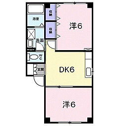 ニューモドム松ケ丘2番館 1階2DKの間取り