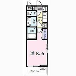 アヴァンセ2 1Kの間取図画像