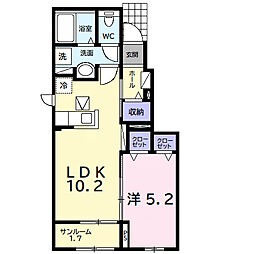 プリムヴェール3 1LDKの間取図画像
