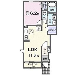 ヴィラ ファイン 1LDKの間取図画像