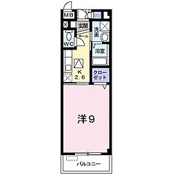 フォレストフィールド 1Kの間取図画像