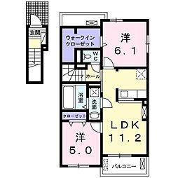 プレツィオーソ 2階2LDKの間取り