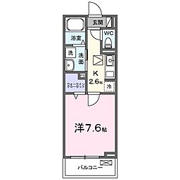 キャッスルコートIII 1Kの間取図画像