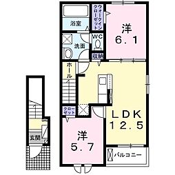 グランウェルかやの木 2LDKの間取図画像
