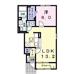 オリオハナ 1LDKの間取図画像