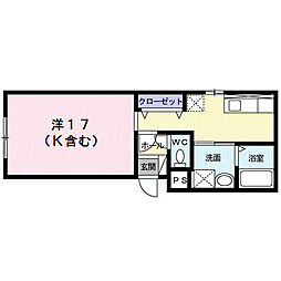 バースプレイス ワンルームの間取図画像
