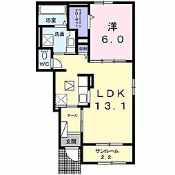 レモン　ハウス　Ｋ 1階1LDKの間取り