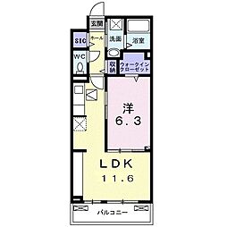シャルモン 深野west 1LDKの間取図画像