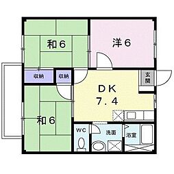 ハイツリバーサイド 3DKの間取図画像