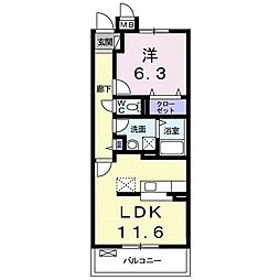 パレス宮戸 1LDKの間取図画像