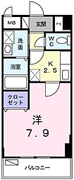 フラットワン 1Kの間取図画像